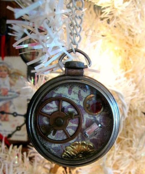 a pocket watch with gears can be used for tree decor or other items