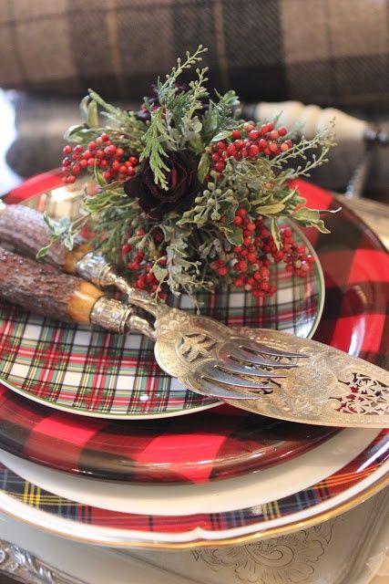 plaid and tartan plates are great for any kind of Christmas tablescape