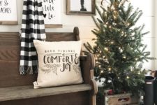 11 a lit up tree in a crate will add an industrial feel to your farmhouse entryway