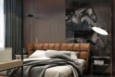 13 a gorgeous leather upholstered and padded bed for a chic and refined masculine bedroom