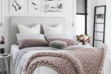 13 white and grey bedding with blush and dusty pink touches