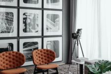 17 a regular gallery wall in black and white adds style and a retro feel to the space