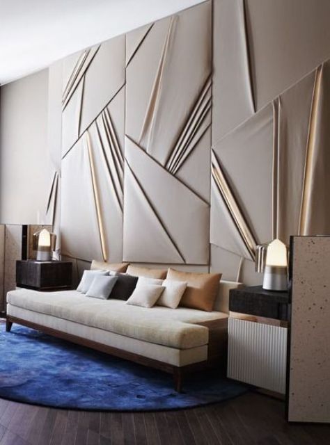 add geometry and a dimensional feel to your living room with such decorative panels