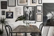 19 a stylish black and white retro-inspired gallery wall for a dining space