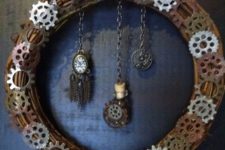 21 a steampunk wreath with fears and vintage pocket watches can be easily DIYed anytime