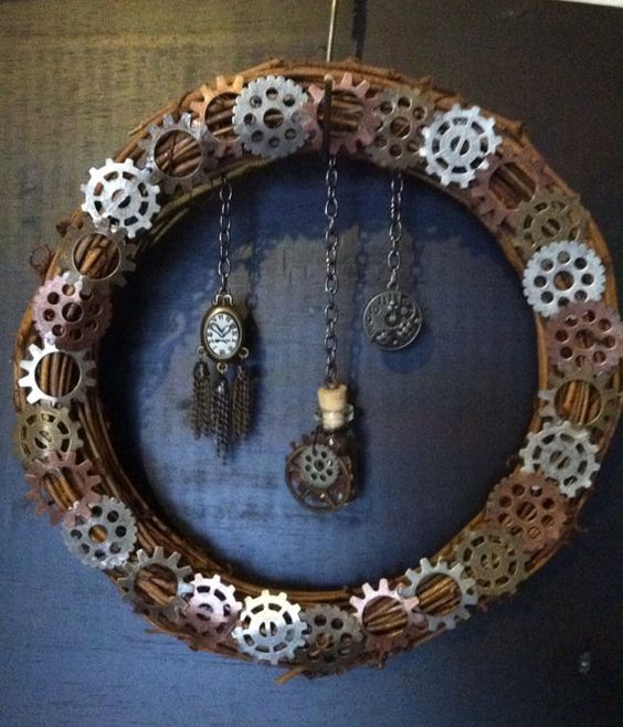 a steampunk wreath with fears and vintage pocket watches can be easily DIYed anytime