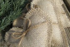 21 simple burlap heart ornaments with twine are nice and cute tree decorations