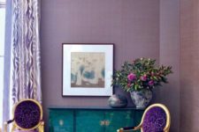 22 refined violet chairs with gold framing look stunning in any living room
