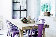 23 ultra violet metal chairs are a bold idea instead of usual ones
