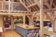 25 light-colored wood for beams, wall, floors, ceiling and even furniture is traditional for barns