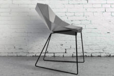 01 The Origami Chair is a piece that is inspired by the famous paper folding art and looks sharp and bold
