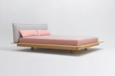 01 YOMA bed is inspired by Japanese futons for sleeping and shows a clear and cool design in Japandi style