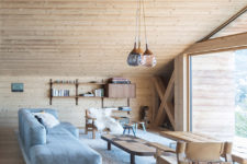 living room that is clad in wood