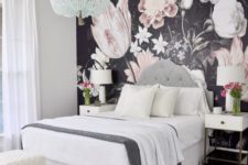 02 a statement wall for a girlish bedroom done with realistic floral wallpaper