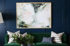 03 a watercolor abstract artwork contrasts the jewel tones of the room