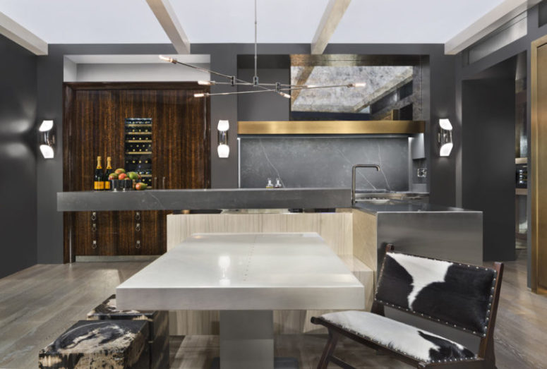 The kitchen island is a great space for cooking and having meals