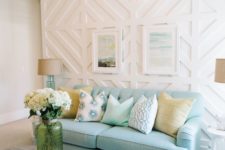 04 a cottage-style space with a wwhite paneled wall that catches an eye