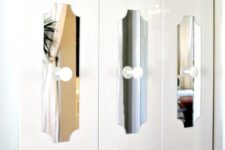 07 cutout mirror touches with white knobs add interest to a Pax wardrobe