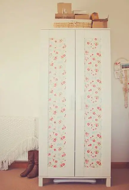 a cute and girlish Aneboda hack with floral wallpaper for a shabby chic space