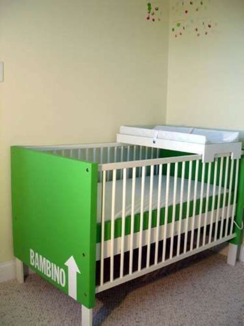 turn the cot from a usual into a bold one with a stylish hack like this one - some bold paint and stencils