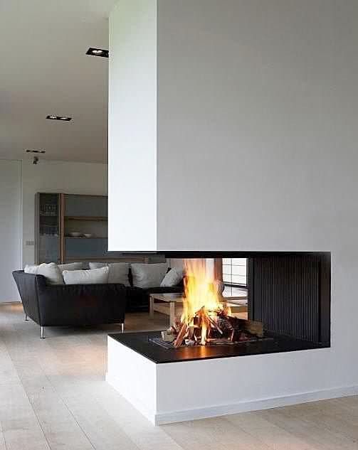 a double fireplace will not only bring coziness everywhere but also become a focal point in both spaces
