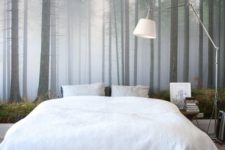 16 a foggy forest wall mural is a great idea to add a natural touch to your space