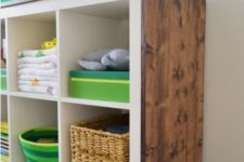 16 diaper changing table of IKEA Expedit wrapped with wood is a stylish idea