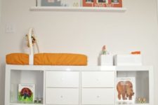 19 IKEA Expedit changing table with drawers and open storage
