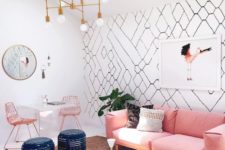 19 a glam girlish space with a cool graphic wallpaper wall