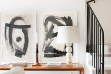 19 an abstract black and white artwork duo is a chic idea for a modern interior