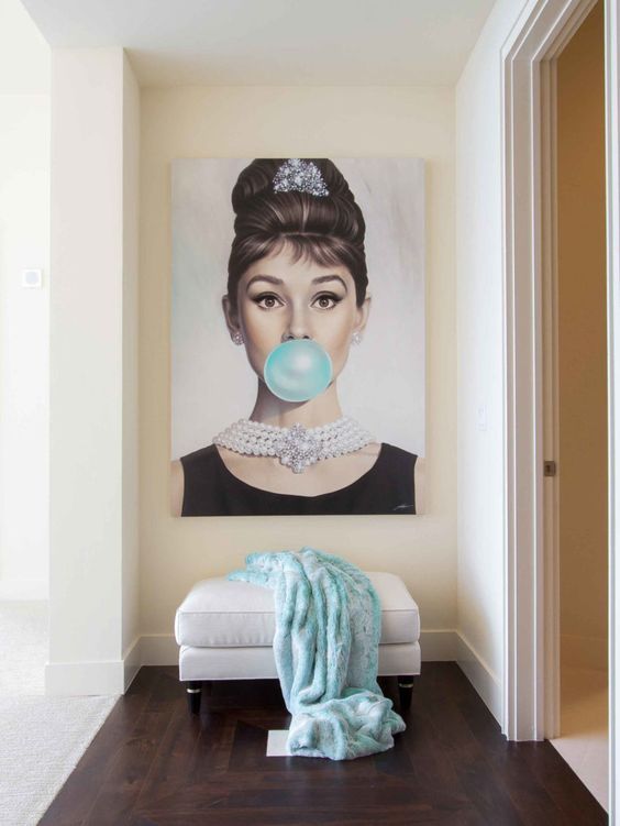 why not hang a glam and fun artwork in a girlish entryway