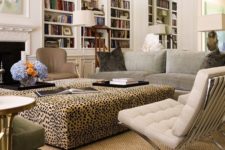 20 add animal print to your home with an oversized leopard print ottoman in your living room