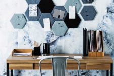 pinboard for a geometric home office decor