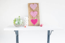 21 a modern pink heart string art for Valentine’s Day