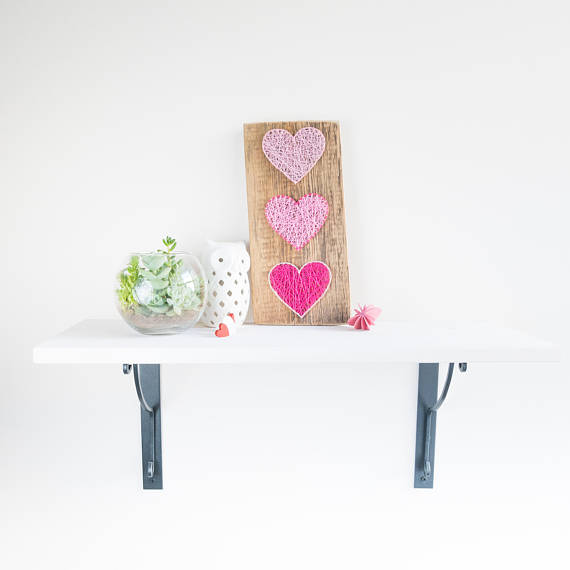 a modern pink heart string art for Valentine's Day