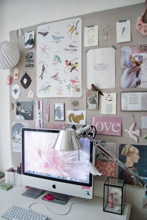 an oversized fabric pinboard is a great idea and you can easily make one yourself