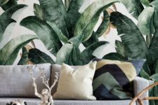 24 a bold tropical leaf accent wall is a timeless idea for any interior