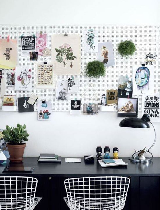 A cool large pegboard pinboard for making the space more creative and showing favorite things