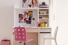 25 a cool study space with a Micke desk, a storage unit and a couple of stools is ideal for a kid