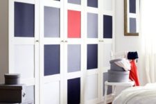 25 muted blue, navy and red panels inserted make a neutral Pax piece look bold