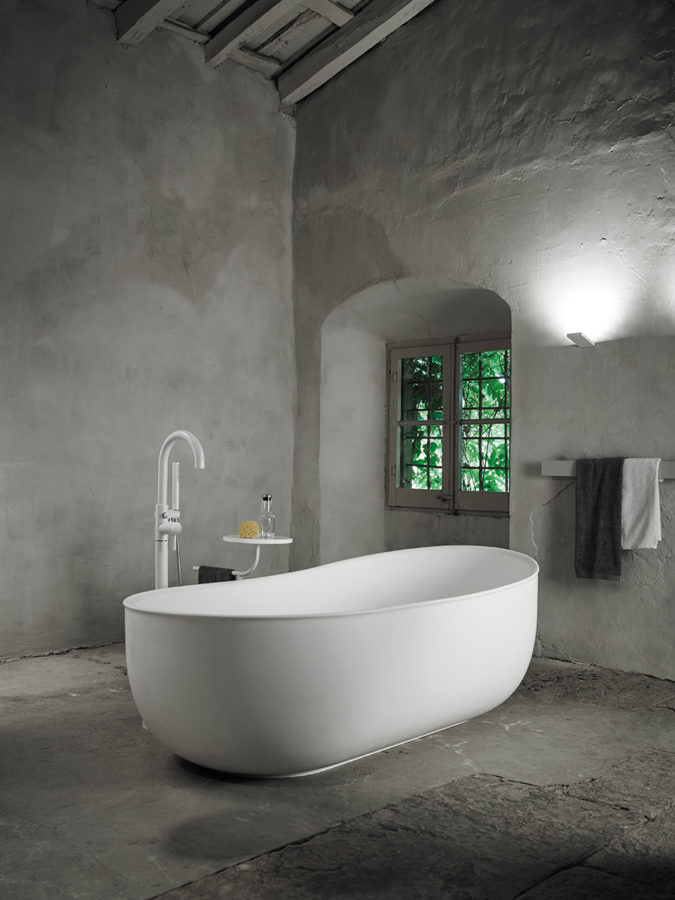 Prime bathtub is inspired by bathing antiquity   Roman and Turkish saunas and its shape is inspired by water