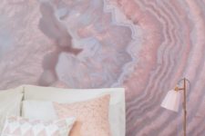 02 gorgeous pink geode wall mural will make a cool and glam statement in your bedroom