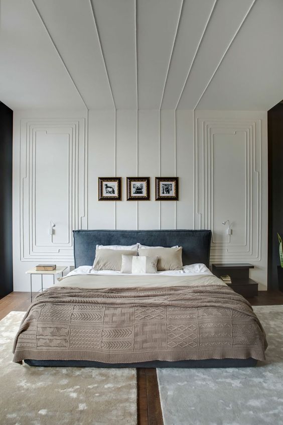 accent your bedroom walls with some modern-looking molding