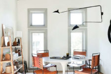 04 The home office or designer’s studio is done with industrial touches – just look at those metal and leather chairs