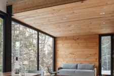 united open space in a forest cabin