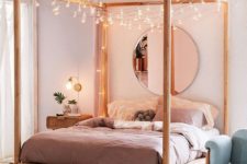 07 hang string lights on the bed frame to make falling asleep cuter