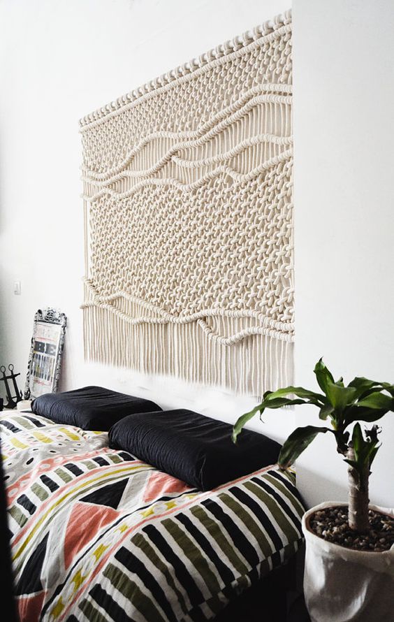 a woven macrame hanging will give a personal touch to your space, if you love this craft, do it