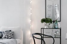 15 separate the living space form the rest of the room hanging string lights