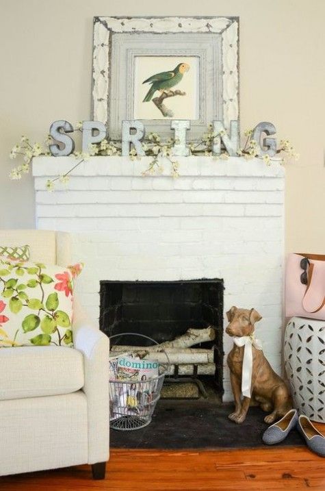 SPRING metal letters and faux blooming branches for a cute fresh feel and a long lasting look