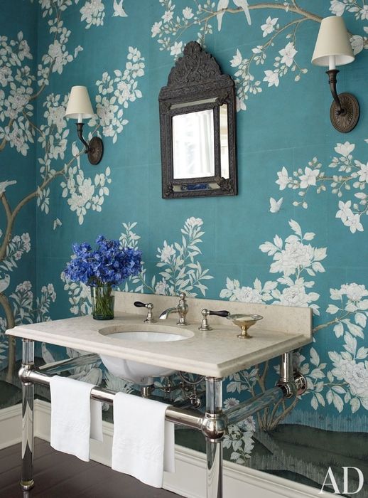 floral wallpaper will make your bathroom timelessly elegant and chic